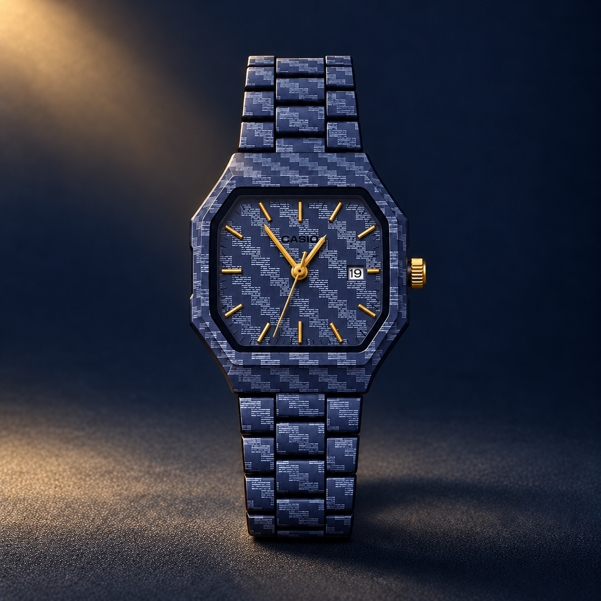 VELOR bleu — portrait debout, collection VELORA