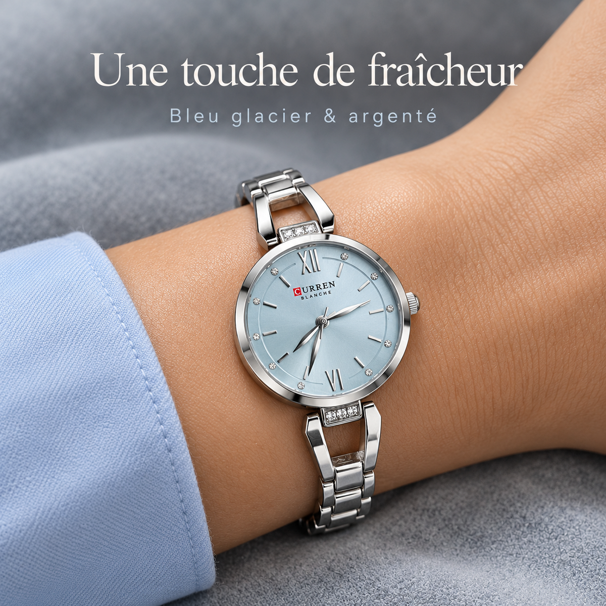 SELENE Bleu glacier au poignet